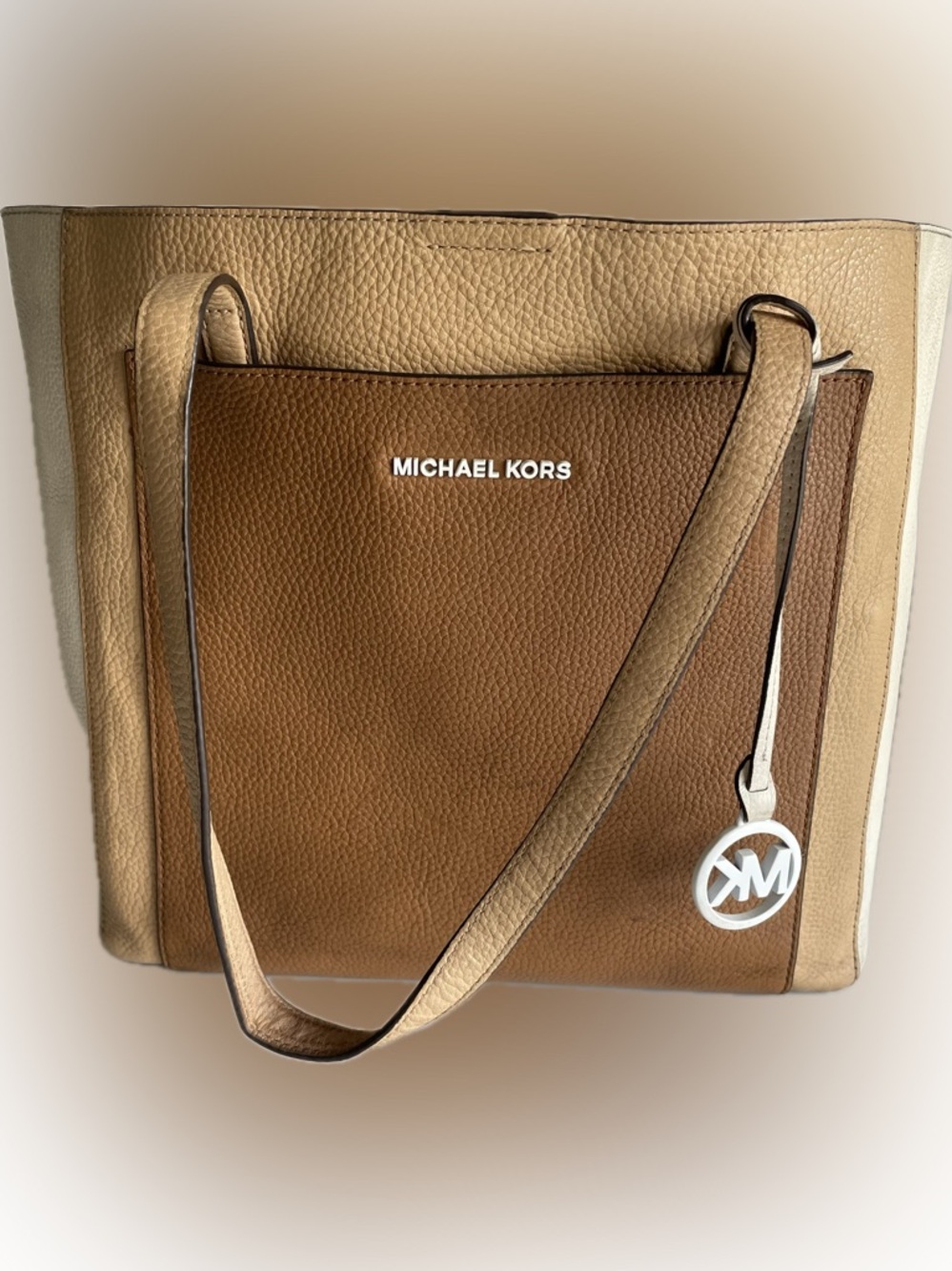 Michael Kors Gemma Colorblocked Tote Bag in pebbled leather.